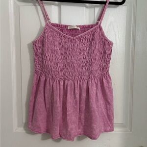 Pink Smocked Sleeveless Camisole
